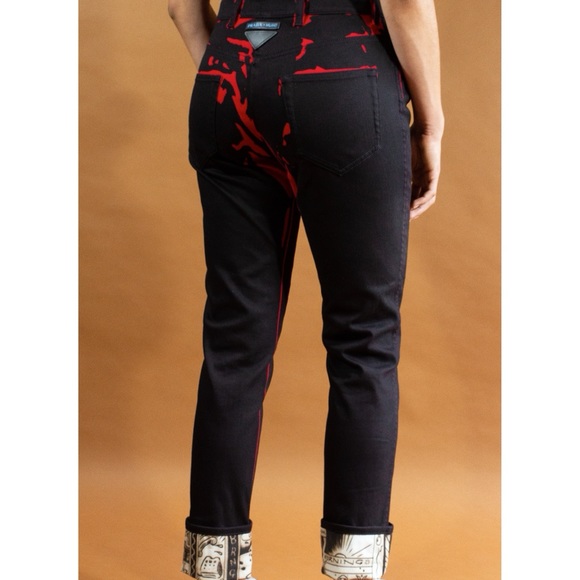 Prada graphic print jeans with comic strip ankle cuffs. - Picture 3 of 5